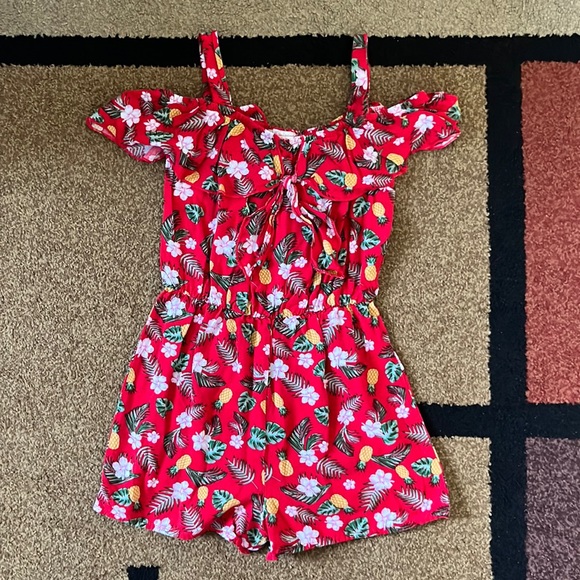 Jenna & Jessie - Tropical Print Girls Romper - Size 7 - Picture 1 of 5